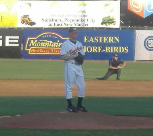 Jeff Moore eyes his catcher in a recent start. Moore is one of four Shorebird players named to this year's SAL All-Star Game.